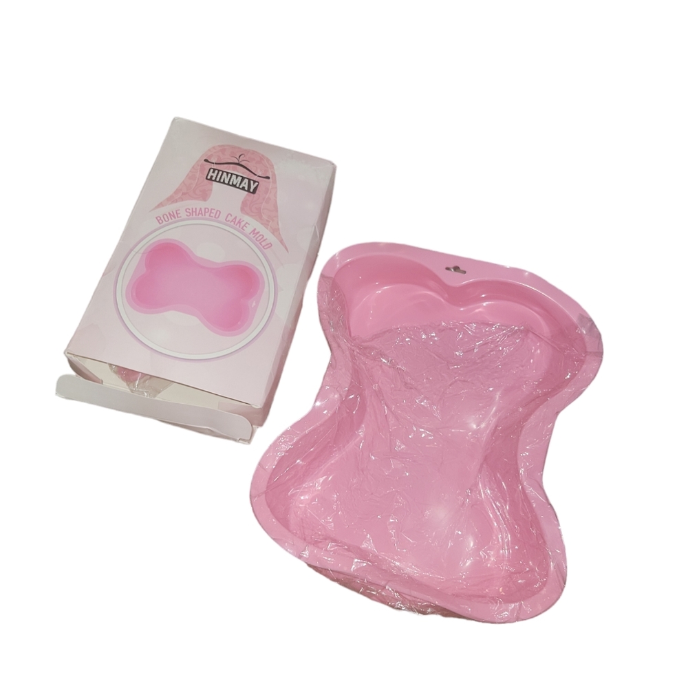 HINMAY Dog Birthday Cake Mold Silicone Bone Shape Cake Pan with Decorati…